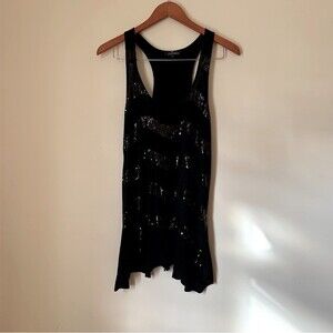 Ariella black beaded no Sleeve Top Size Small